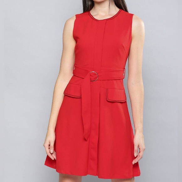 NUSH by ANUSHKA SHARMA Dresses & Skirts - NWT - NUSH by ANUSHKA SHARMA Red A-line Sleeveless Flared Mini Dress with Belt